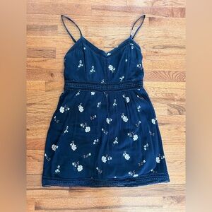 Abercrombie & Fitch Navy Floral Lace-Trim Mini Slip Dress
